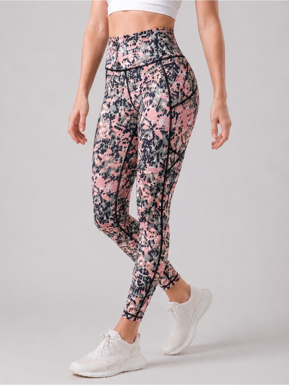 Sweaty Betty Power 7/8 Leggings XS Pink Black Camo Running Yoga Pants